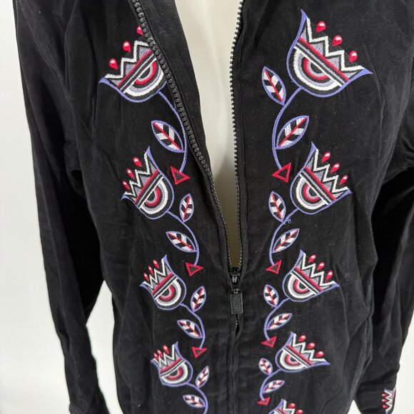 Bob Mackie Wearable Art Embroidered Black Jacket M - Picture 3 of 11